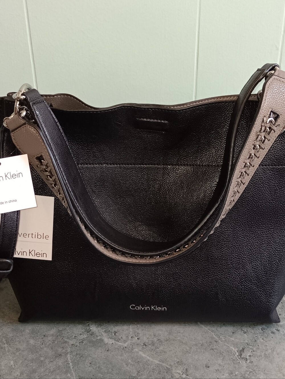 Calvin Klein Black Shoulder Tote with Double Strap Handles NWT - Picture 2 of 15